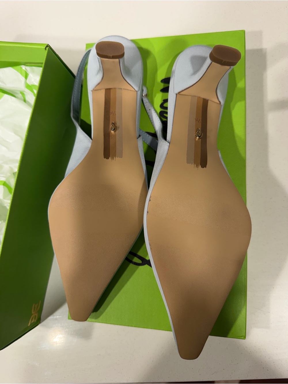 Sam Edelman Powder Blue Pointed-Toe Slingback Pumps - Picture 2 of 4